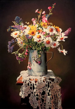 Livio Mozina: Fiori di campo, 2011, olio su tavola