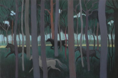 Livia Bussi: Cavalli Lontani, Pastello su carta, 2011