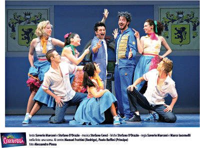 Una scena di Cercasi Cenerentola, di Saverio Marconi e Stefano D'Orazio, con Paolo Ruffini e Manuel Frattini