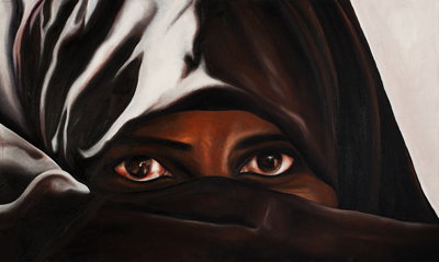 Elisabetta Bolaffio: Uomini, olio su tela.