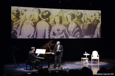 Giuseppe Fausto Modugno e Corrado Augias ne: La vera storia di Traviata