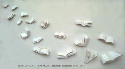 Carlo Fontanella - Scripta volant, 2012 - polistirene e rasante su tavola